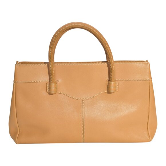 Tod's Caramel Leather Contrast stitching Top Handle Shoulder bag Handbag - Picture 3 of 16